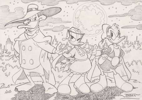 Julian Jordan - Duck Avenger, Darkwing Duck & Paperinika - "The Heroes Group" Original Pencil Art by Julian Jordan - 29,7 x 21 cm A4