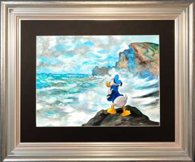 Tony Fernandez, Disney Artist | Donald Duck Inspired By Monet’s "Rough Weather at Étretat" (1883) - XL Original Painting - Tony Fernandez - Museum Framed - 108 x 6 x 87 cm - Original Artwork | Catawiki