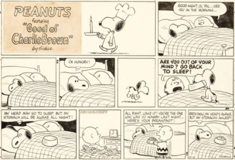 Charles Schulz Peanuts Sunday Comic Strip Charlie Brown and Snoopy Original Art dated 2-5-67 (United Feature Syndi... | Heritage