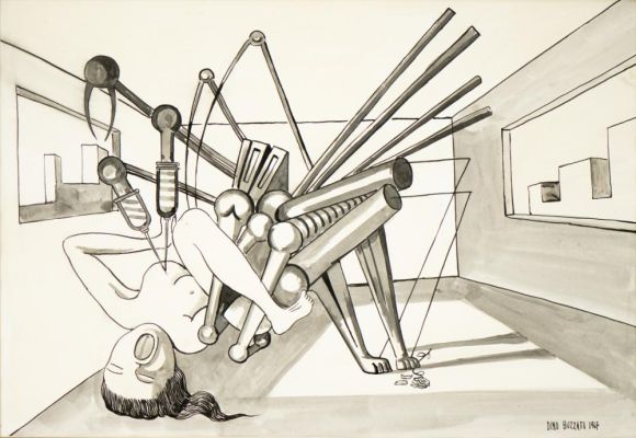 Lot 142 - BUZZATI DINO (1906 - 1972) - MECHANICAL INSECT AND GIRL | Capitolium Art