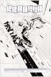 Stephen Sadowski and Michael Bair JSA #7 Splash Page 1 Original Art  (DC Comics, 2000). Black Canary (aka -