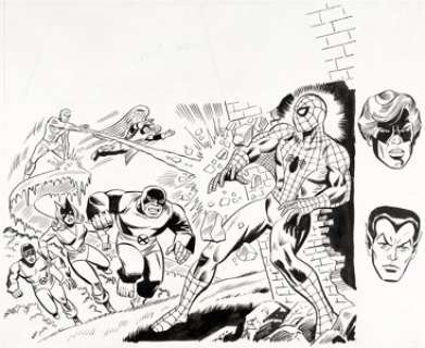 Sal Trapani (attributed) and Mike Esposito The Titans #23 Cover X-Men and Spider-Man Original Art (Marvel UK, 1976...