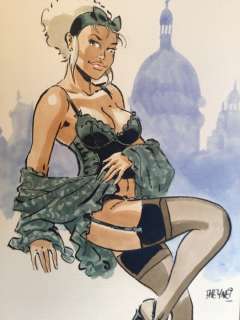 Meynet, Félix | Meynet, Félix - Dessin original couleur - Mirabelle coquine à Paris | Catawiki