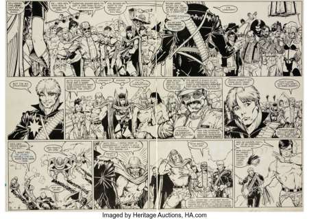 Adams, Arthur - Arthur Adams, Whilce Portacio, and Scott Williams Longshot Vol 1 #2 Story Double-Page Spread 6-7 Original Art (Mar... (Total: 2 Original Art)