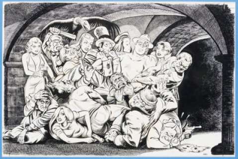 Peter Poplaski, Will Eisner, Milton Caniff, and others - The Spirit #30 Wraparound Jam Cover Original Art (Kitchen Sink Press, 1981).