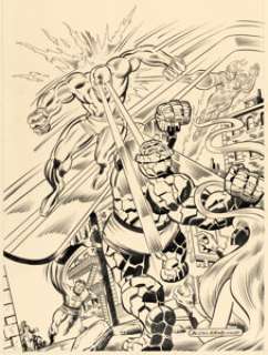Rich Buckler and Joe Sinnott - Fantastic Four #155 Silver Surfer vs. Thing Cover Original Art (Marvel, 1975).