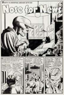 Manny Stallman and John Giunta Chamber of Chills #21 Complete 5-Page Story "Nose for News" Original Art (Harvey, 1954). (Total: 5 Original Art) | Heritage