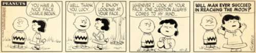 Charles Schulz Peanuts Daily Comic Strip Charlie Brown and Lucy Original Art dated 10-2-57 (United Feature Syndicate, 1957). | Heritage
