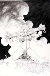 Frank Cho Savage Red Sonja: Queen of the Frozen Wastes #2 Cover Original Art (Dynamite, 2006).