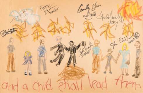 Stephen King’s Children of the Corn (New World Pictures, 1984), Screen Used Macabre Juvenile Artwork from the Opening Credits Signed by Director, Producer, and Actors. | Heritage