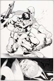 Steve McNiven and Dexter Vines Civil War #6 Captain America vs. Punisher Story Page 11 Original Art (Marvel, 2006).