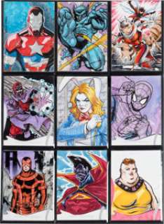 2022 Skybox Marvel Masterpieces - Group of 9 Original 1/1 Sketch Cards | Heritage