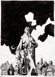Mike Mignola Hellboy: Darkness Calls Trade Paperback Frontispiece / Poster Illustration Original Art (Dark Horse, 2007). | Heritage