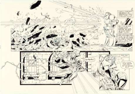 Todd McFarlane Spider-Man #16 Cannonball and Juggernaut Story Page 9 Original Art (Marvel, 1991).