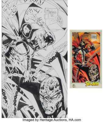 Todd McFarlane Spawn Chase Card #TG2 Widevision Trading Card Illustration Original Art (Wildstorm, 1995).