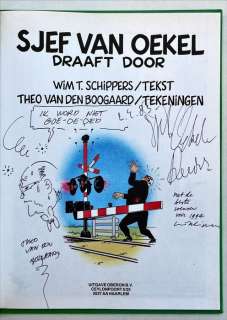 Theo Van Den Boogaard / Wim T. Schippers | Van den Boogaard, Theo - Sjef van Oekel draait door met fantekening Theo van den Boogaard en handtekening Schippers - Cartonné - EO - 1982 | Catawiki