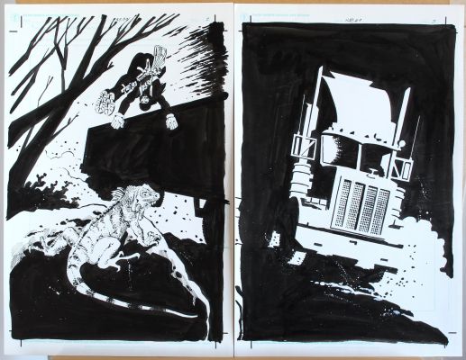 Frank MILLER - Tavola originale doppia per Sin City ‘Hell and Back’ #9 pag.2-3. Cm.56 x 43. DARK HORSE. 1999-2000.