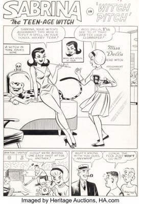 Dan DeCarlo Archie‘s Madhouse #24 Sabrina the Teen-Age Witch "Witch Pitch" Complete 6-Page Story Original Art (Archie, 1963). (Total: 6 Original Art)