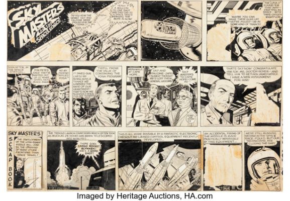 Jack Kirby and Wally Wood Sky Masters of the Space Force Sunday Comic Strip Original Art dated 2-14-60 (George Mathews Adams Service, 1960).