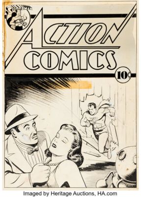 Joe Shuster Action Comics #24 Superman Cover Original Art (DC, 1940). | Heritage