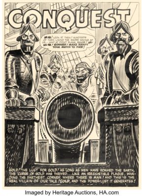 Harvey Kurtzman Two-Fisted Tales #18 "Conquest" Complete 8-Page Story Original Art (EC, 1950). (Total: 8 Original Art) | Heritage