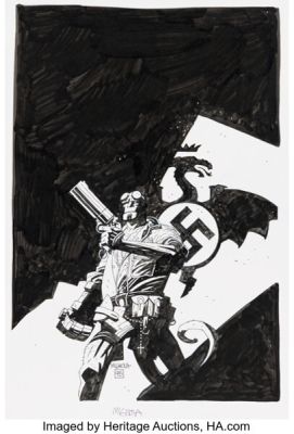 Mike Mignola Hellboy: Wake the Devil Trade Paperback Fly Page Original Art (Dark Horse, 1997).