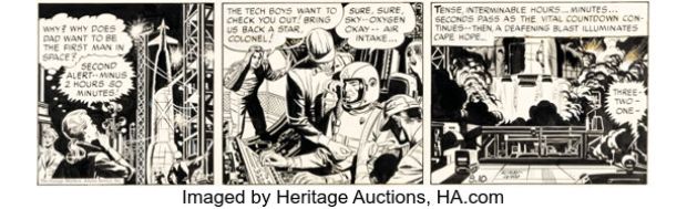 Jack Kirby and Wally Wood Sky Masters of the Space Force Daily Comic Strip Original Art dated 9-10-58 (George Matthew Adams Service, 1958).