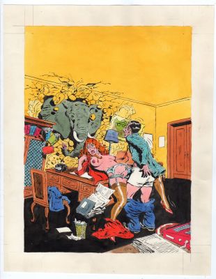RAOUL BUZZELLI - Copertina per Ep Risate 28 ‘La profezia’. Cm 27 x 34. Tempera su cartoncino leggero. Anno di esecuzione 1978.