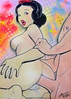 Alvin Silvrants | Snow White - Enjoy the backdoor - Original drawing in colour by Alvin Silvrants | Catawiki