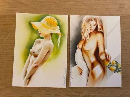 Susan Fisher | Susan Fisher - 2x Originele tekening - Alina en Mila - Formaat (2x): 6,5 x 9 cm. | Catawiki