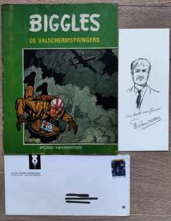 Biggles 11 - De Valschermspringers - Opdrachttekening + enveloppe Studio Vandersteen - Broché - EO - (1967) | Catawiki