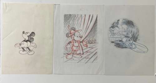 Studio Disney France / Disney Europe - 3 Original drawing - Mickey Mouse | Catawiki