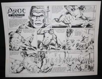 Jay Disbrow - aroc of zenith sunday strip art #110 - la - aroc kills giant gorilla - 1980s signed