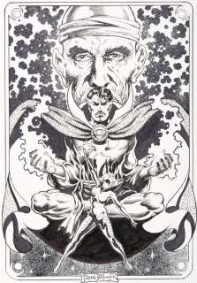 Frank Brunner – Doctor Strange, Clea, and the Ancient One original art full page splash | AB Comic Art
