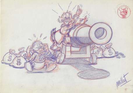 Millet - 1 Pencil drawing - Uncle Scrooge - preparados por el ataque - 2024 | Catawiki
