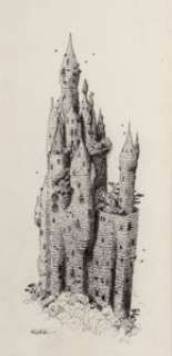 Tim White (British, 1952-2020) Castle Design for Wheel of the Winds, cover, November 1989 Ink on paper 6-7/8 x -