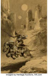 James Allen St. John (American, 1872-1957). Thuvia, Maid of Mars interior book illustration, 1920. Mix... | Heritage