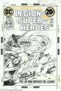 Nick Cardy - Original Cover Art for Legion of Superheroes #1 (DC, 1973). Phantom Girl and Cosmic Boy run for - | Heritage