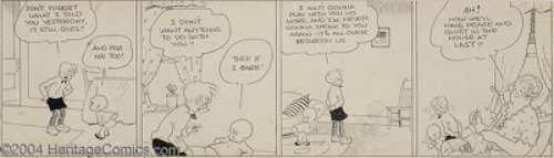 Walter Berndt - Original Comic Strip Art for Smitty Daily dated 4-5-34 (Chicago Tribune, 1934). Unlike the -