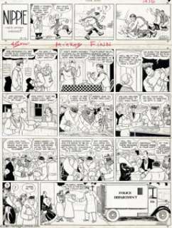 Lank Leonard - Mickey Finn Sunday Original Comic Strip Art, dated 12-13-38 (McNaught Syndicate, 1938). From one of -