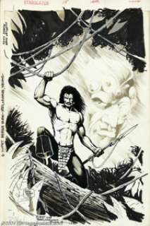 Tim Truman - Starslayer #15 Cover Original Art (First, 1984). Tim Truman conjures up a Burroughs-esque jungle scene -