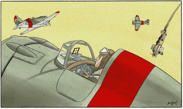 André Juillard | Double 7, couverture originale à l’encre de chine et aux encres de couleurs pour ce tirage de luxe paru chez Dargaud en 2018. | Septimus