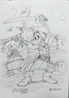 Cabella Sergio - 1 Pencil drawing - Topolino - Paperina pirata - 2024 | Catawiki