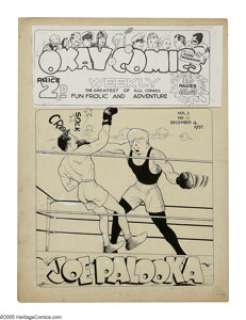 Will Eisner - Okay Comics Joe Palooka Cover Original Art, dated 12-4-37 (1937). Okay Comics #1 premiered on -