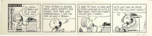 Charles Schulz - Peanuts Daily Comic Strip Original Art, dated 4-8-74 (United Feature Syndicate, 1974). - | Heritage