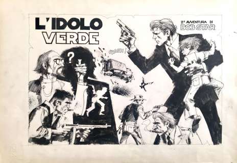 Piero Mancini - Original cover for Bob Star. Cm. 40x27. Ink. Mint