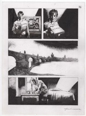 Corrado Roi | Tavola originale per Dylan Dog speciale 40 ‘Le nebbie di Praga’. Cm. 26,5 x 35,5. Anno di esecuzione 2026. Pag. 76. Firmata. | Art e Fumetto