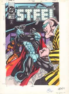 Chris Batista, Dave Grafe, Rich Faber - Steel #16 Cover Color Guide Art - Steel Vs. Double & Digit - 1995
