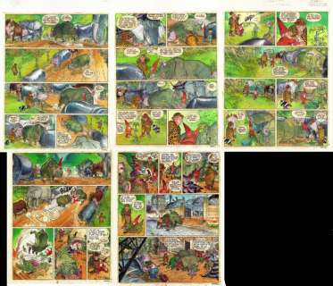 FrançoisÂ BOUCQ - Exceptionnel Gag complet de JEROME MOUCHEROT Troubles Circulatoires (lot de 5 planches)