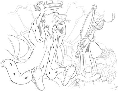 Jaume Esteve - Prince John and Sir Hiss [Robin Hood] - Original Drawing - Pencil Art - 45 x 32 cm | Catawiki